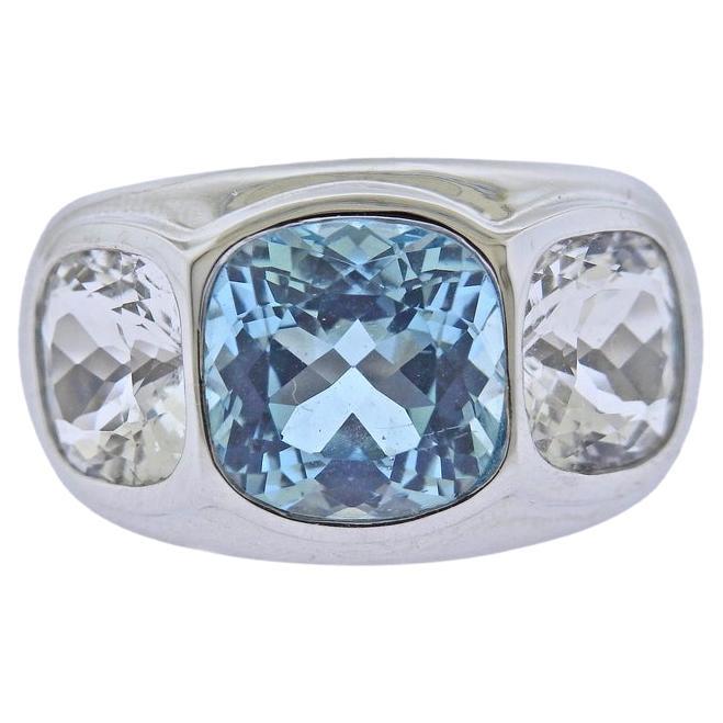 Seaman Schepps Mogul White Blue Topaz Gold Ring For Sale