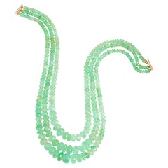 Seaman Schepps Multi-Strand Green Beryl Bead Necklace with 18KYG Diamond Catch