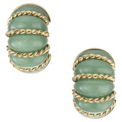 Seaman Schepps, boucles d'oreilles en or jaune et jade néphrite