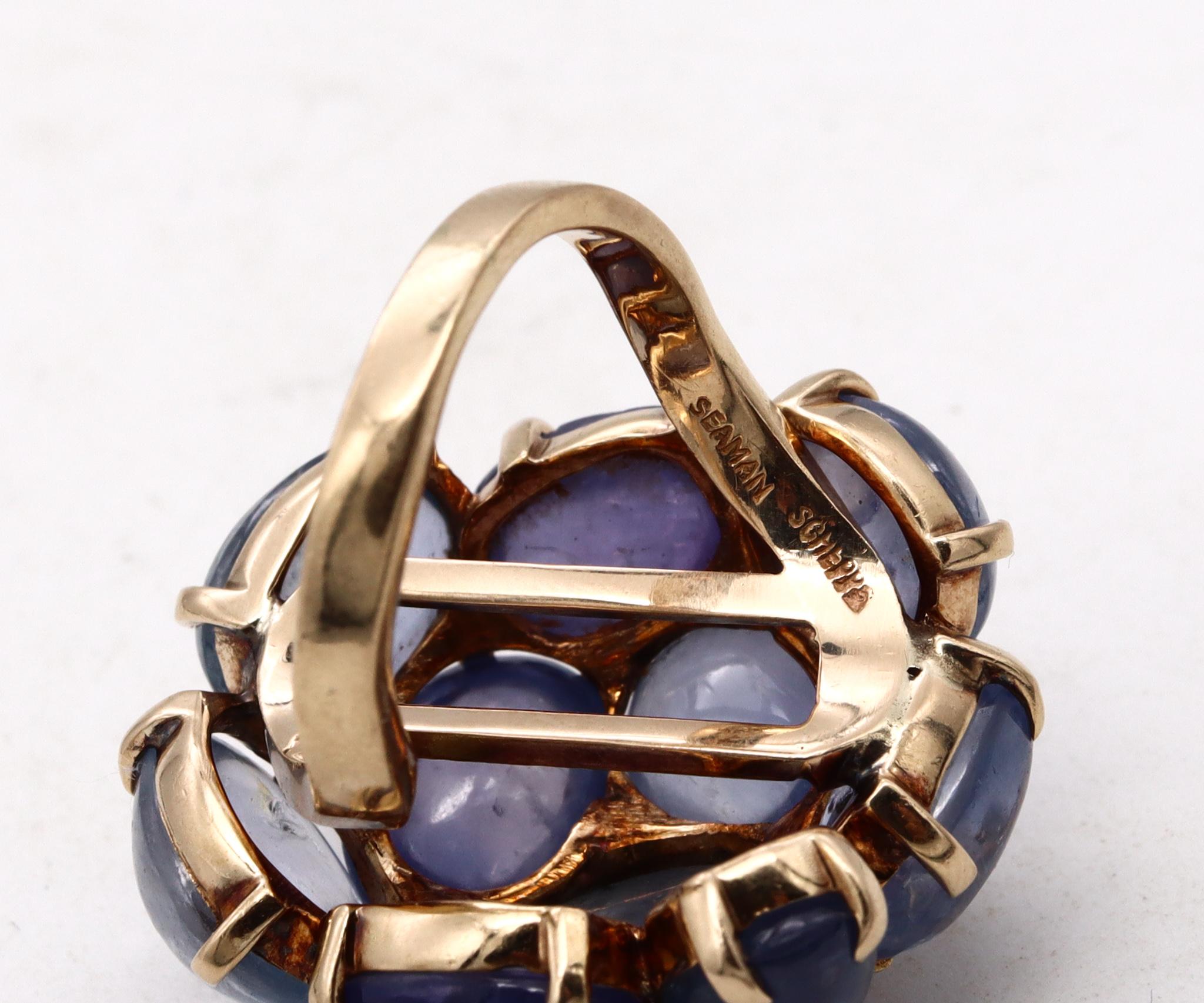 Women's Seaman Schepps New York Cocktail Ring in 18Kt Gold with 54.30 Cts in Sapphires For Sale