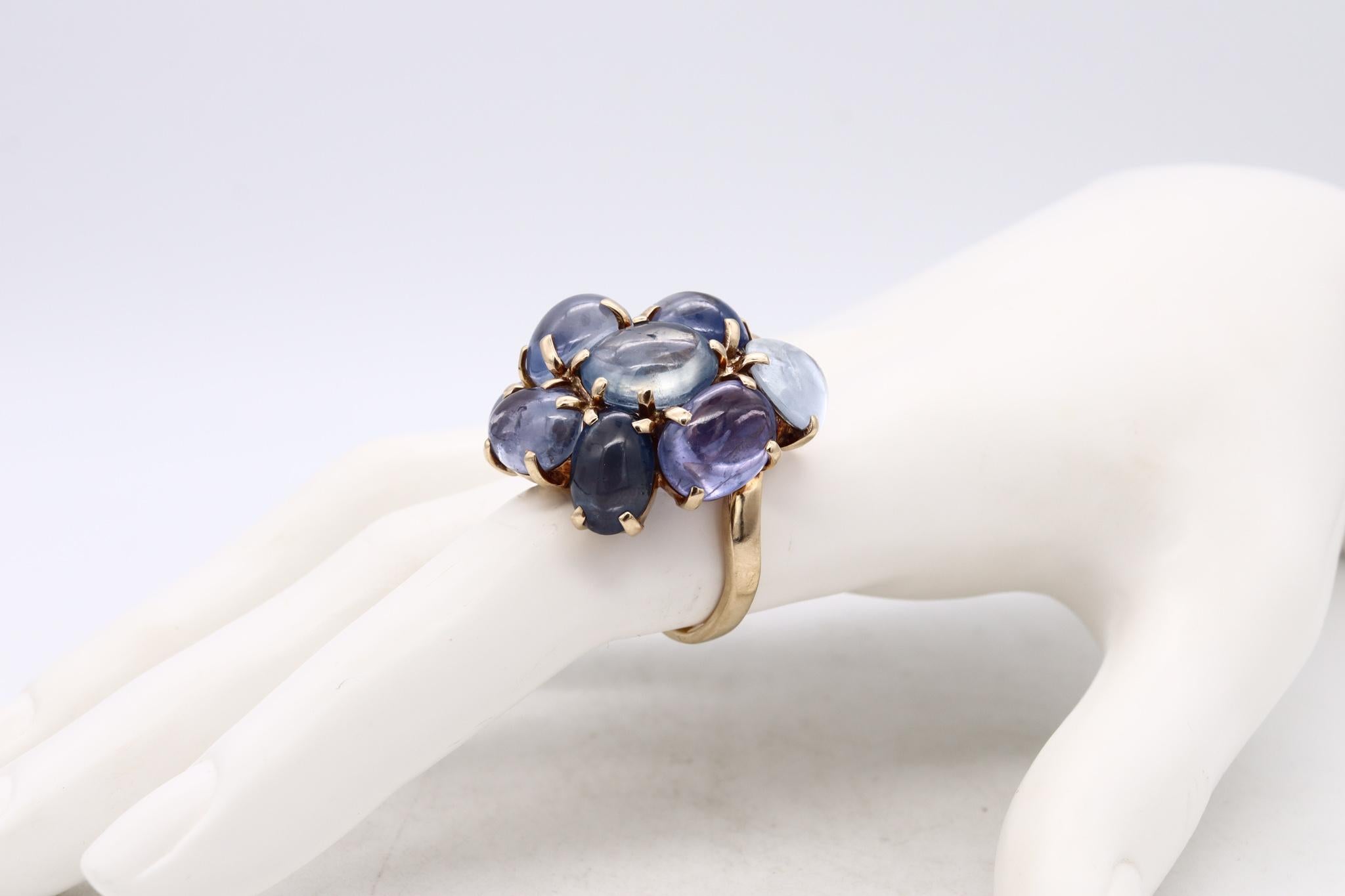 Seaman Schepps New York Cocktail Ring in 18Kt Gold with 54.30 Cts in Sapphires For Sale 1