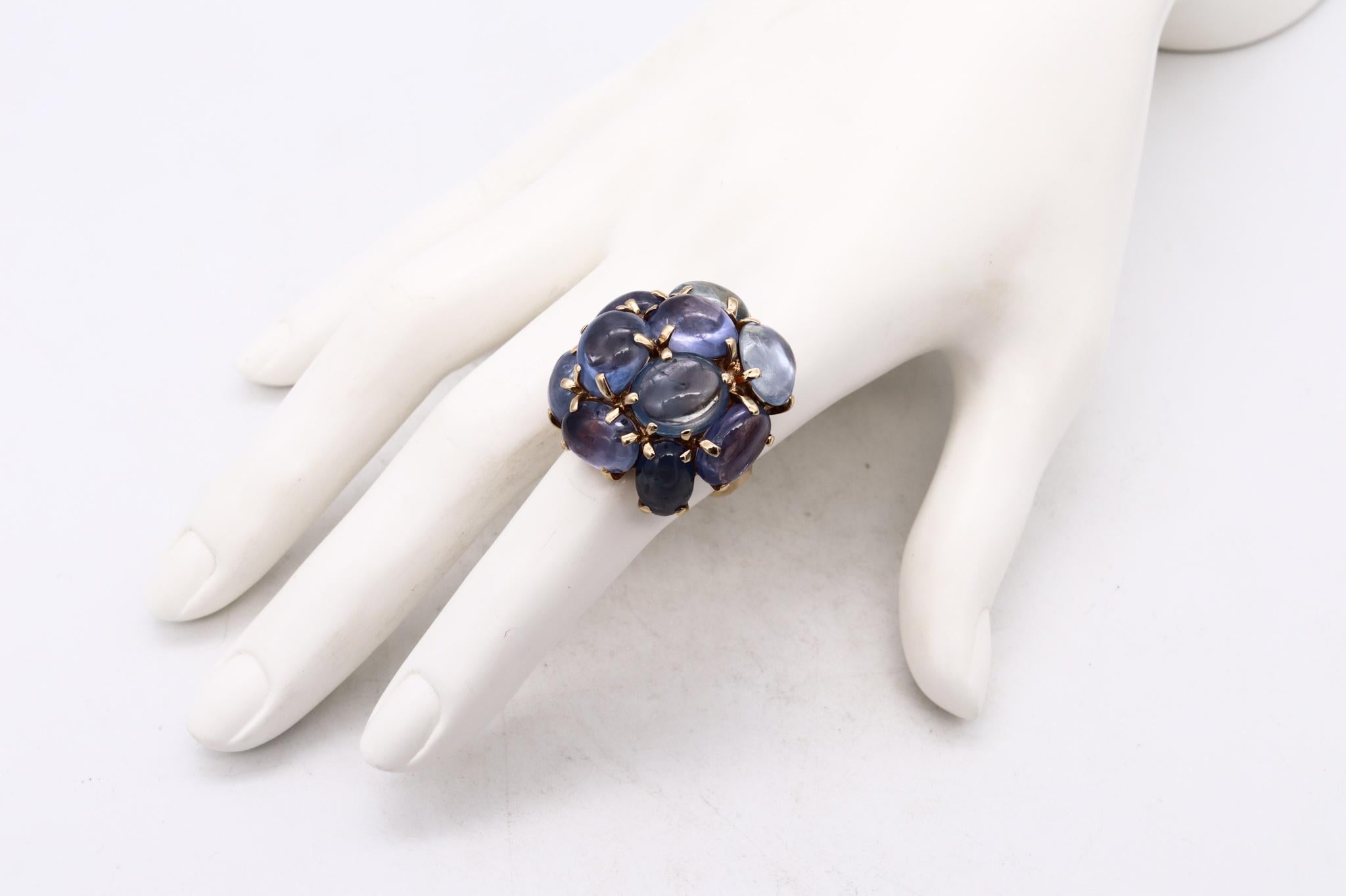 Seaman Schepps New York Cocktail Ring in 18Kt Gold with 54.30 Cts in Sapphires For Sale 2
