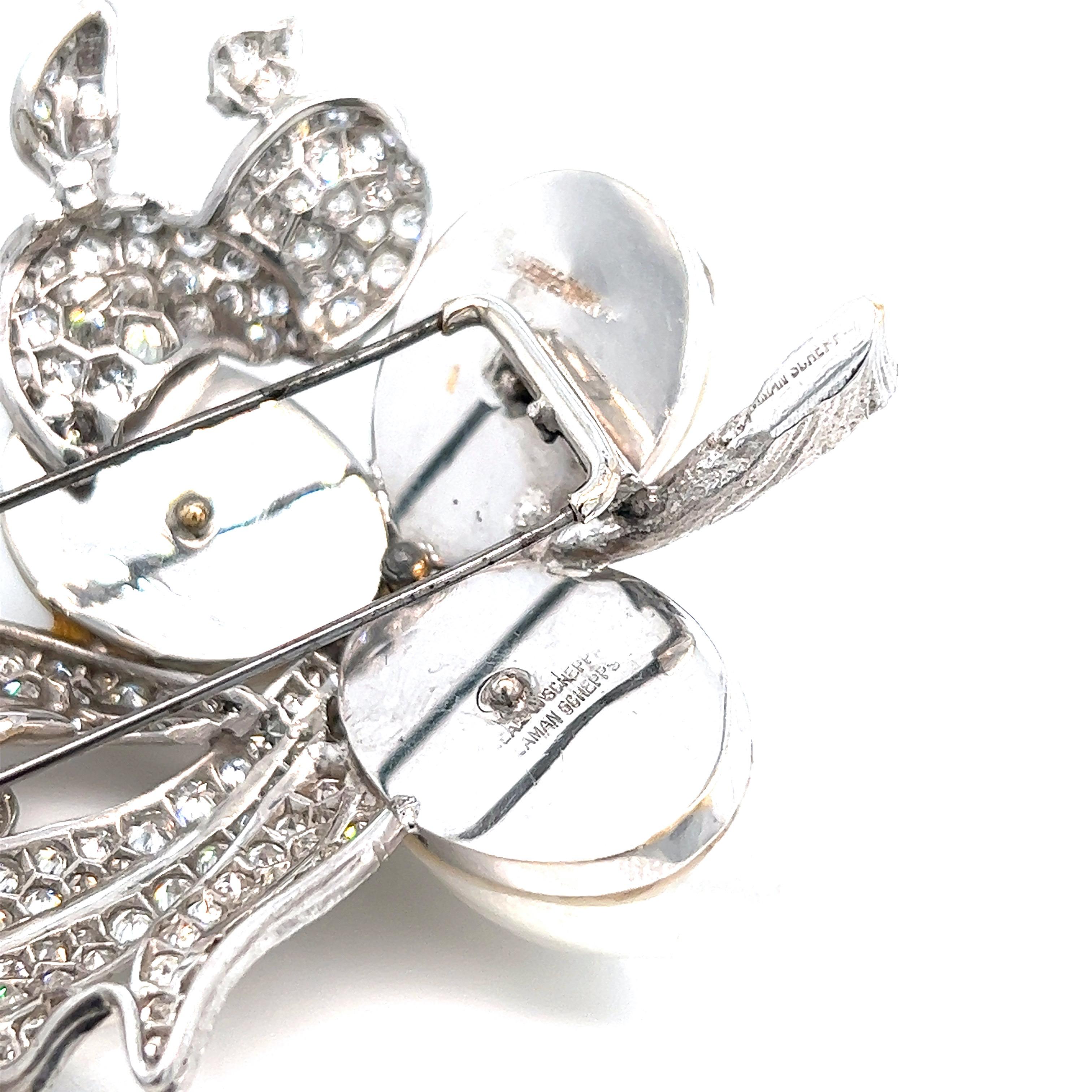 Seaman Schepps Pearl Diamond Brooch For Sale 1