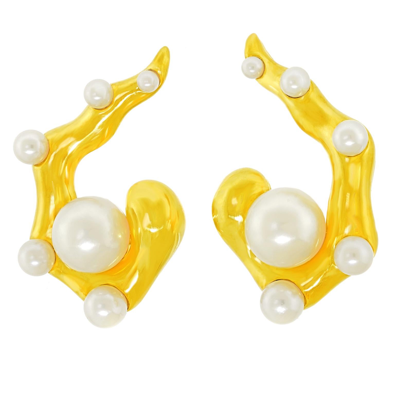 Uncut Seaman Schepps Pearl Earrings For Sale