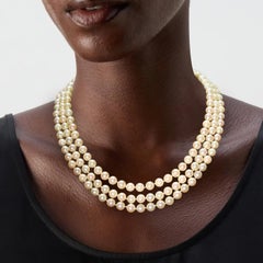 Seaman Schepps pearl necklace, with ruby and rock crystal clasp