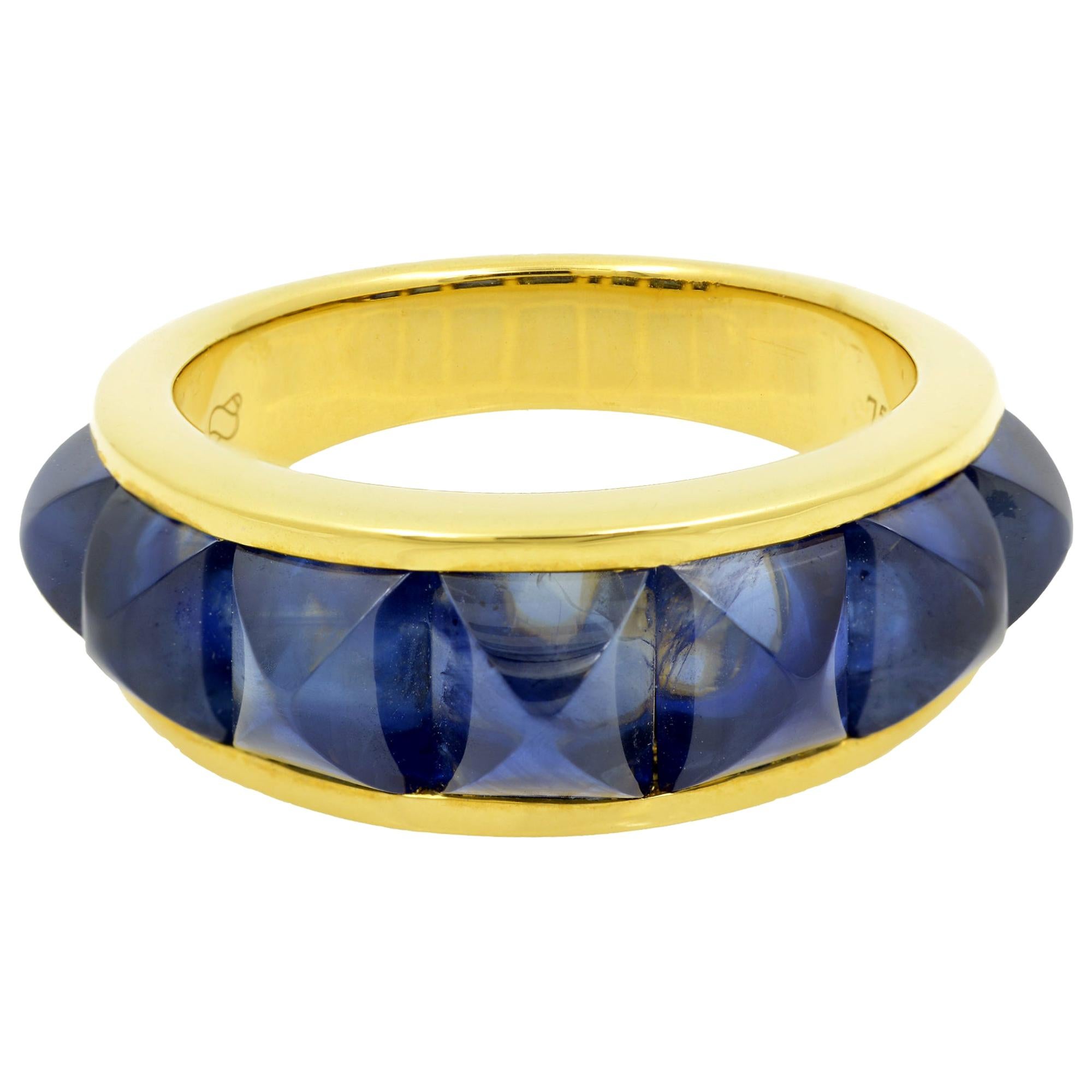 Seaman Schepps Portofino Blue Sapphire 18 Karat Yellow Gold Ring