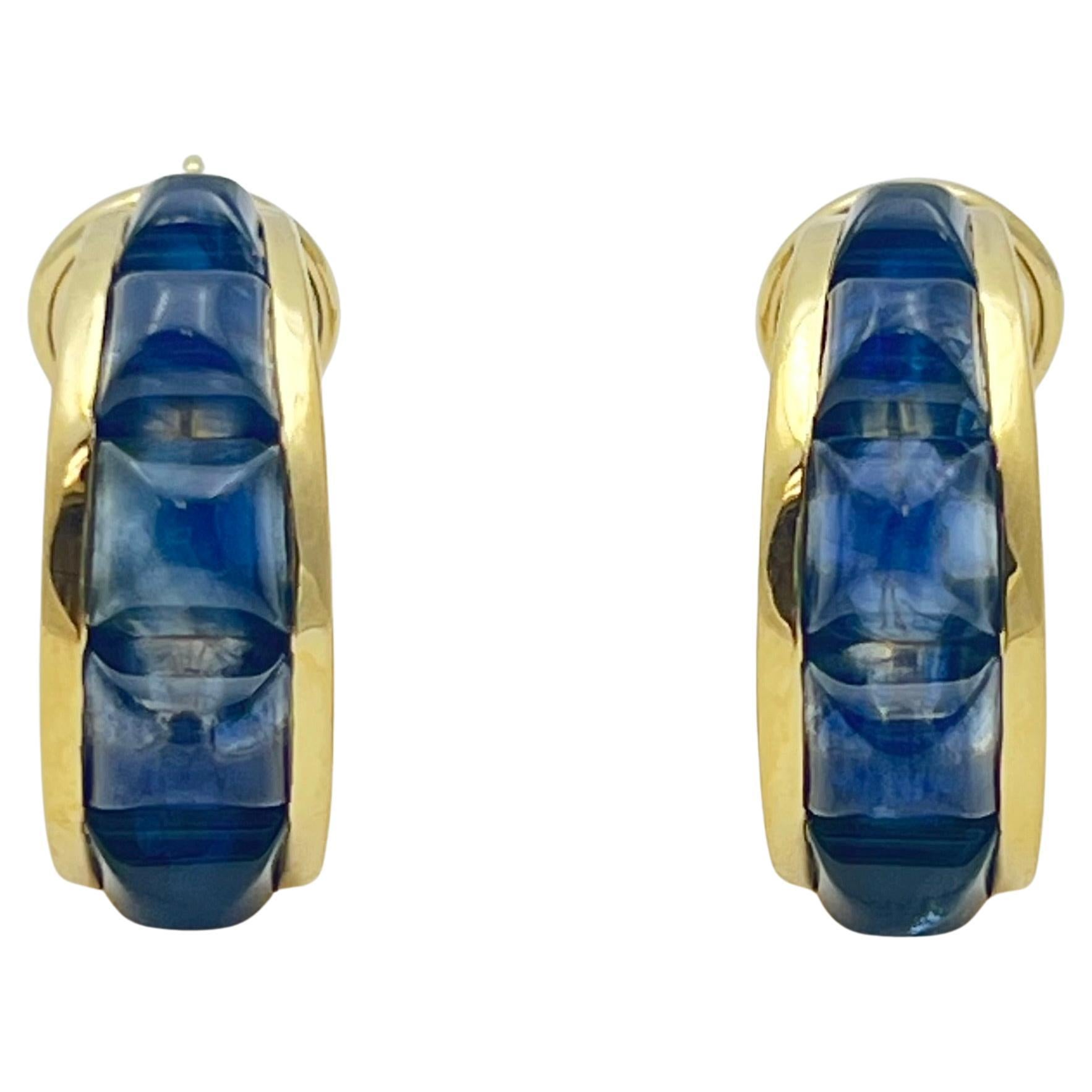 Seaman Schepps Portofino Saphir Goldreifen Ohrringe im Angebot