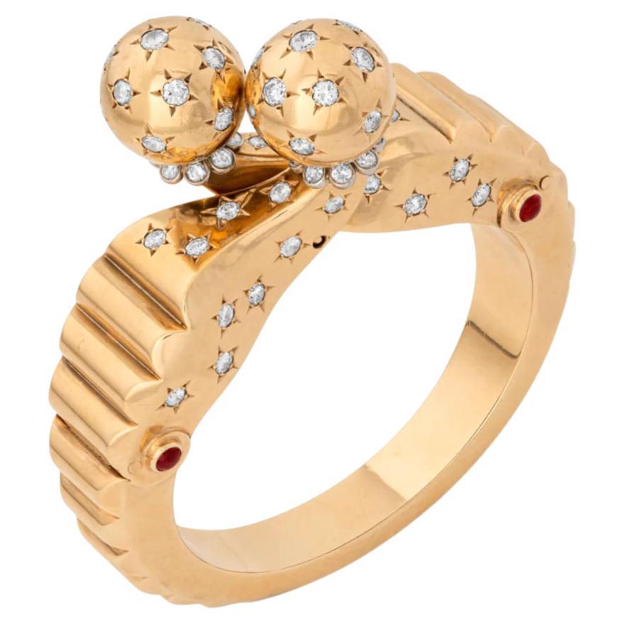 Seaman Schepps Retro Gold, Diamond and Ruby Bangle, Andy Warhol personal For Sale