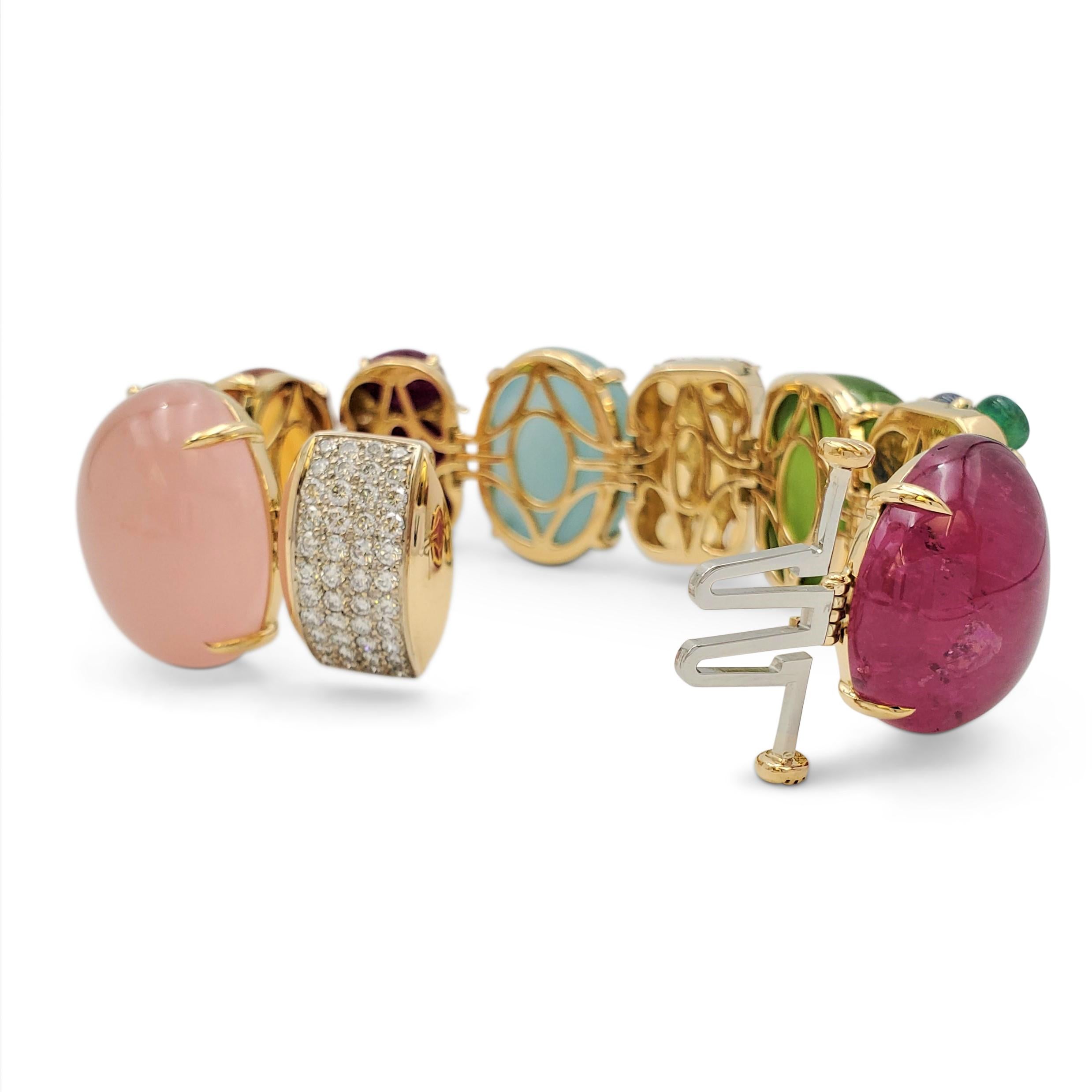 Round Cut Seaman Schepps 'Rio' Multi-Gemstone and Diamond Bracelet