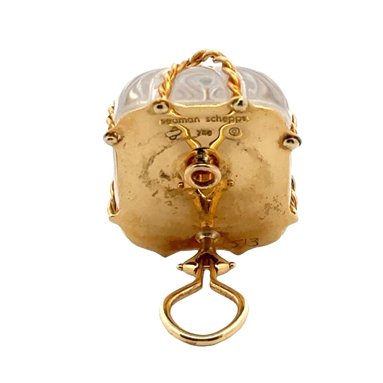 Seaman Schepps Bergkristall-Ohrclip-Ohrringe aus 18 Karat Gelbgold mit geflochtenem Kristall Damen im Angebot