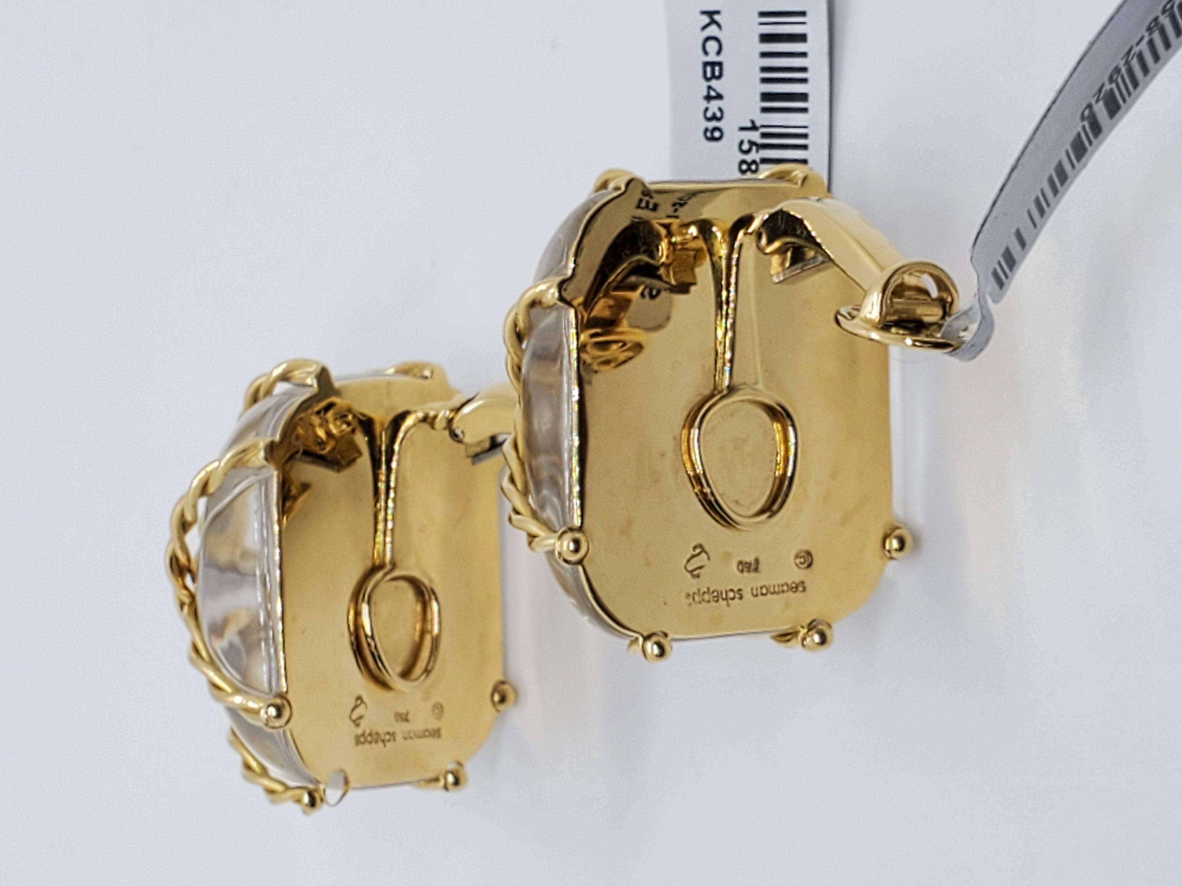 Seaman Schepps Rock Crystal Earrings in 18 Karat Yellow Gold 2