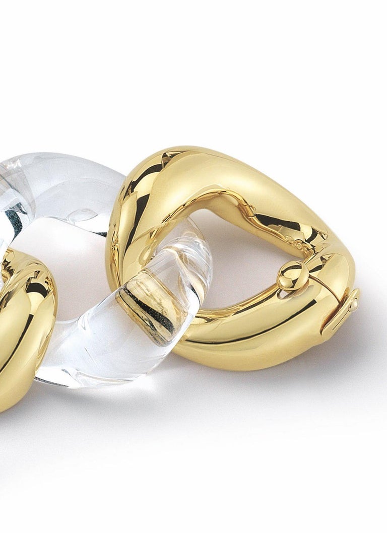 Seaman Schepps Rock Crystal Gold Link Bracelet For Sale at 1stDibs ...