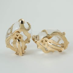 Seaman Schepps Rock Crystal, Gold, Shell Form Earrings by Patricia Shepps Vaill