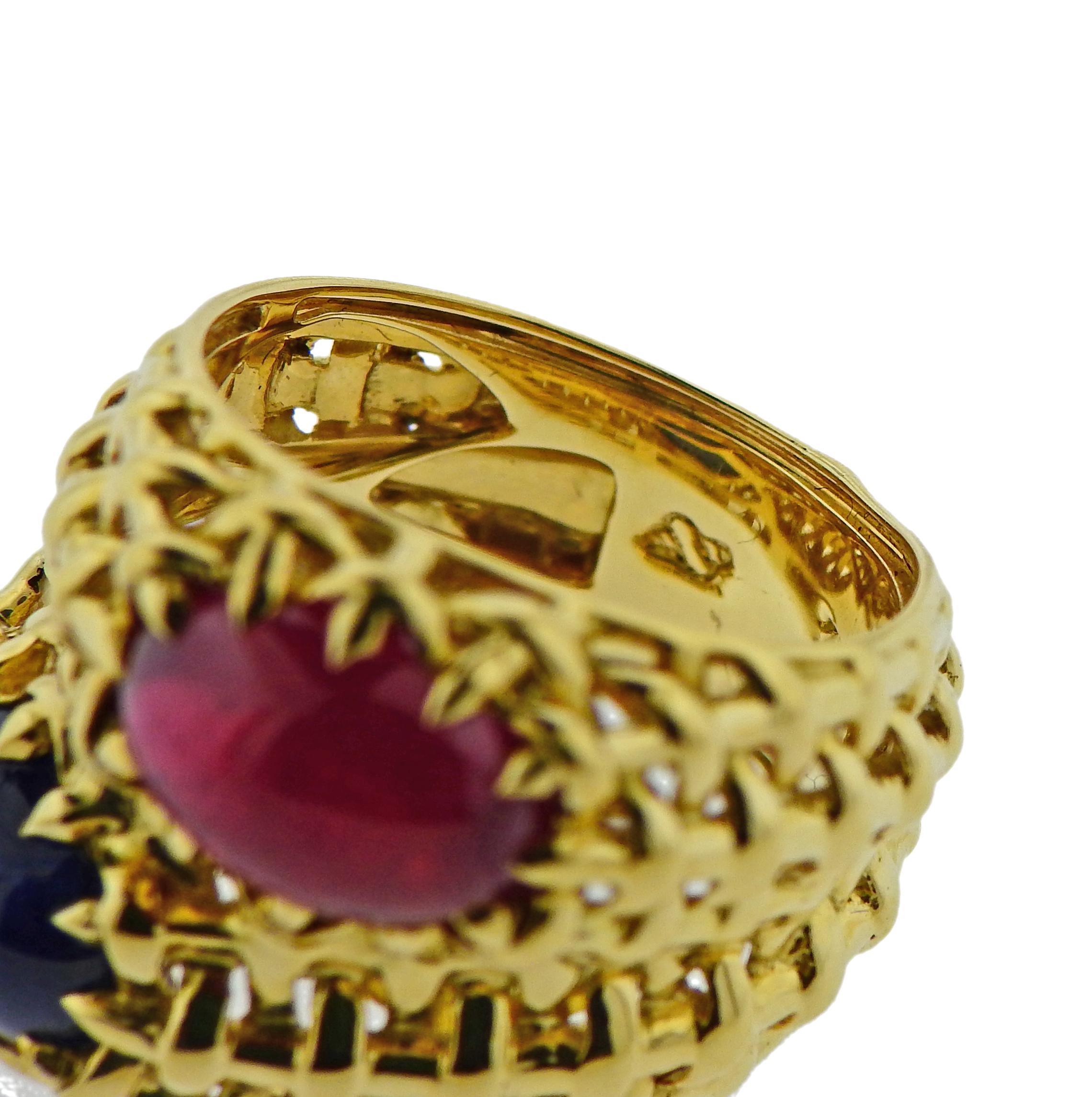 Women's Seaman Schepps Ruby Sapphire Gold Ring