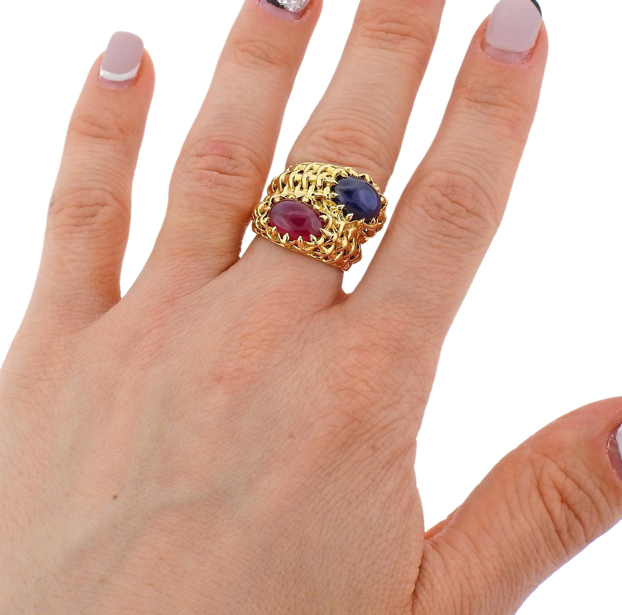Seaman Schepps Ruby Sapphire Gold Ring 1