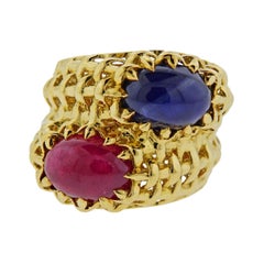 Seaman Schepps Ruby Sapphire Gold Ring