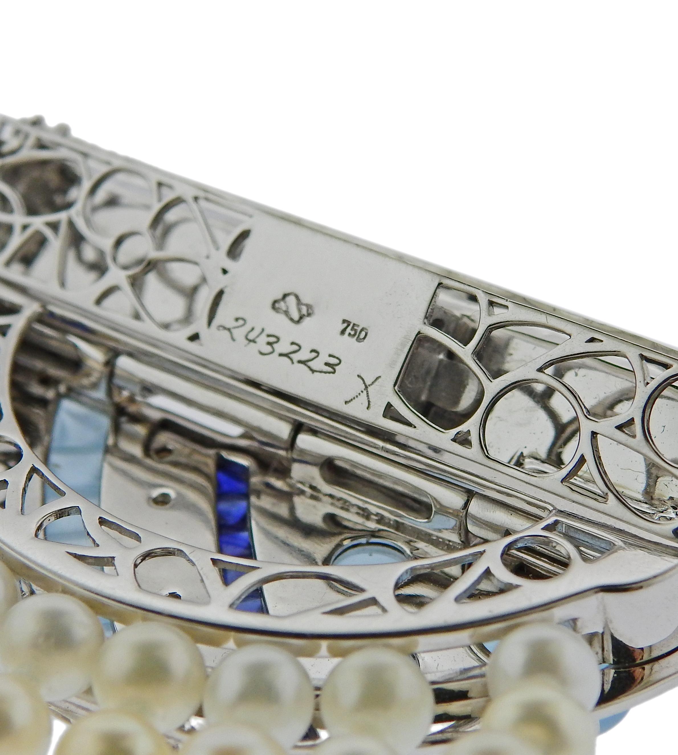 Cabochon Seaman Schepps Sapphire Aquamarine Diamond Pearl Gold Bracelet For Sale