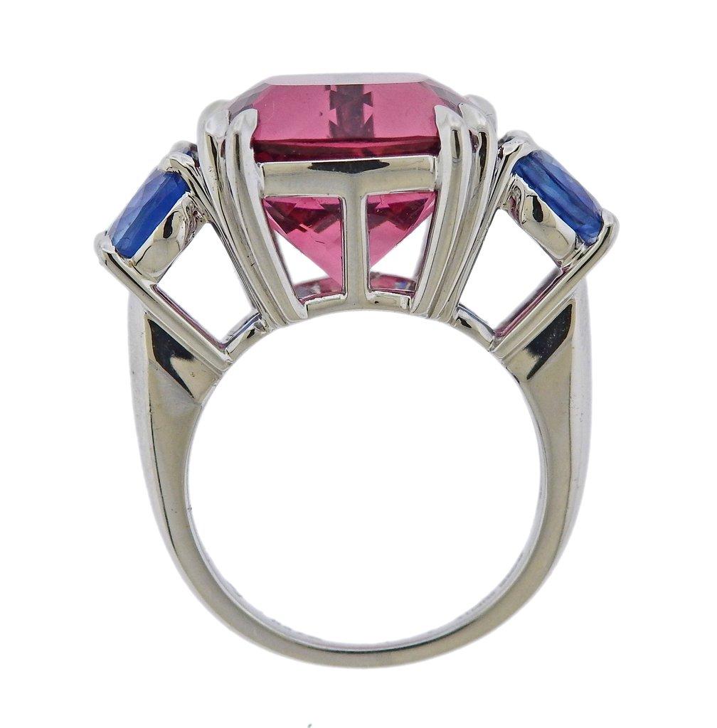 Women's or Men's Seaman Schepps Sapphire Pink Tourmaline Gold Ring