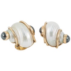  Seaman Schepps Shell Gold Earclips