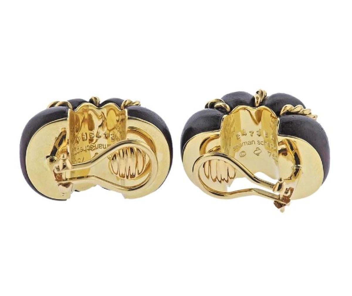 Seaman Schepps Shrimp Rosewood Gold Earrings In New Condition For Sale In Lambertville, NJ