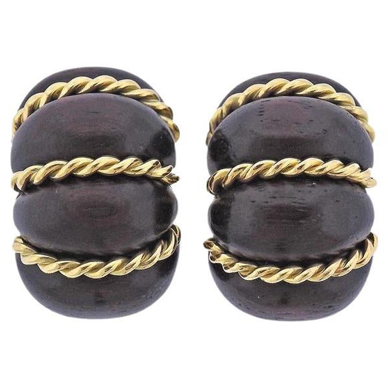 Orecchini in oro Seaman Schepps Shrimp Rosewood in vendita