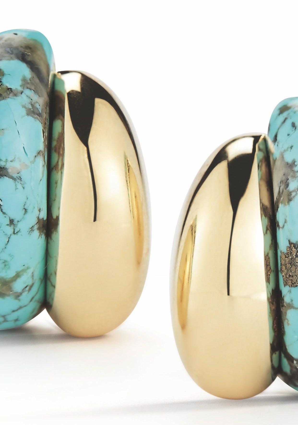 Women's or Men's Seaman Schepps Silhouette Turquoise Gold Earrings