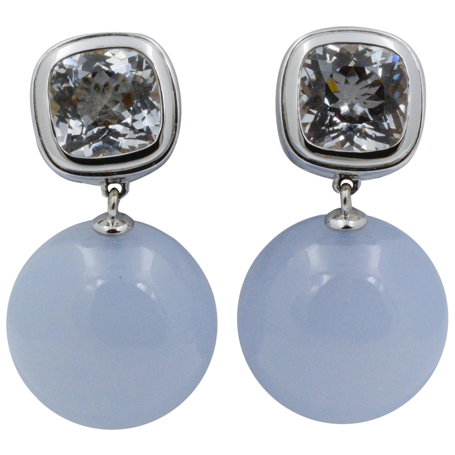 Seaman Schepps Soho Topaz 18 Karat White Gold Earring