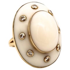 Seaman Schepps Trianon 18kt Cocktail Ring with Diamonds and White Coral