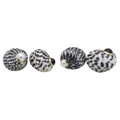Seaman Schepps Trianon Enamel, Onyx and Pearl Shell Cufflinks