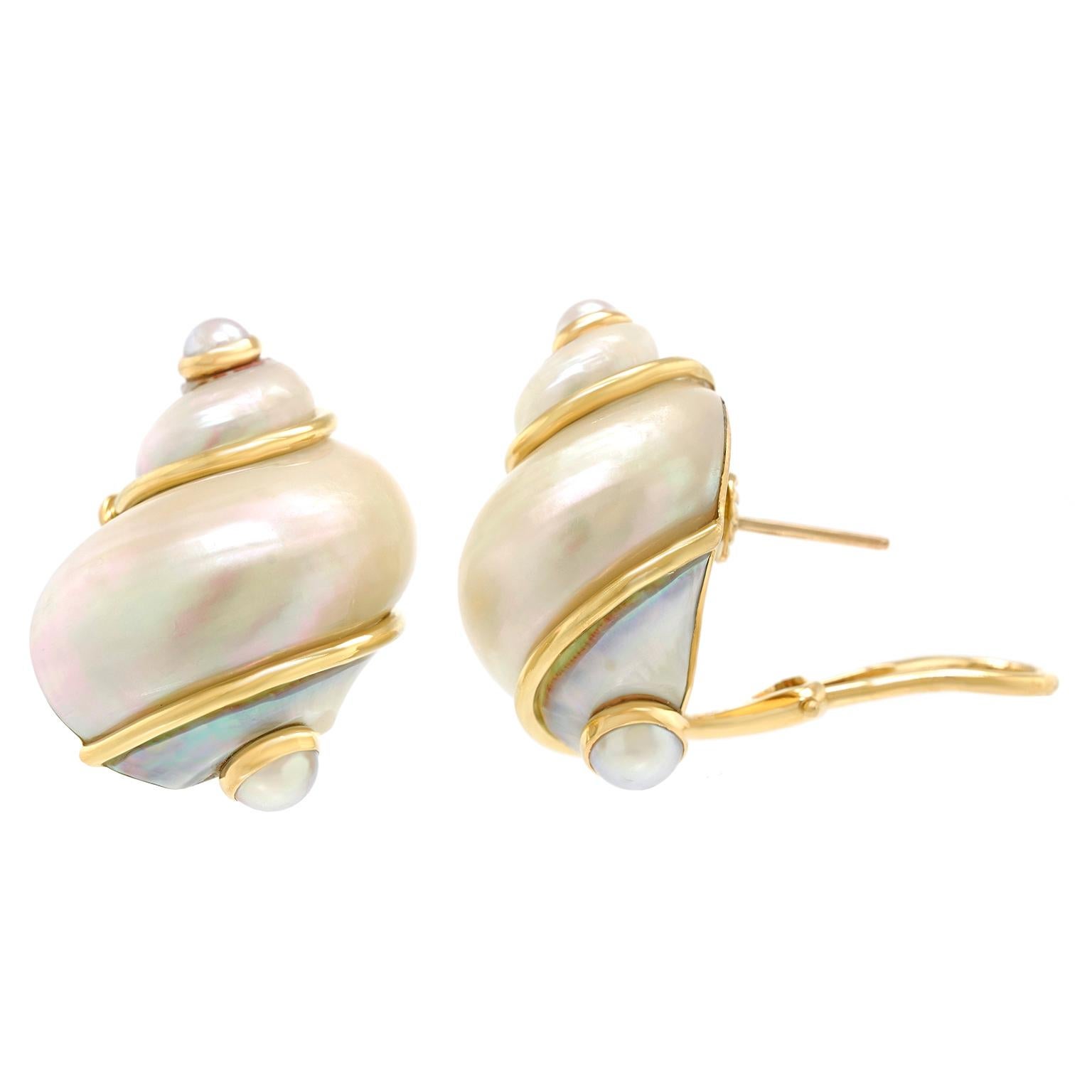 Seaman Schepps Turbo Shell Earrings 3