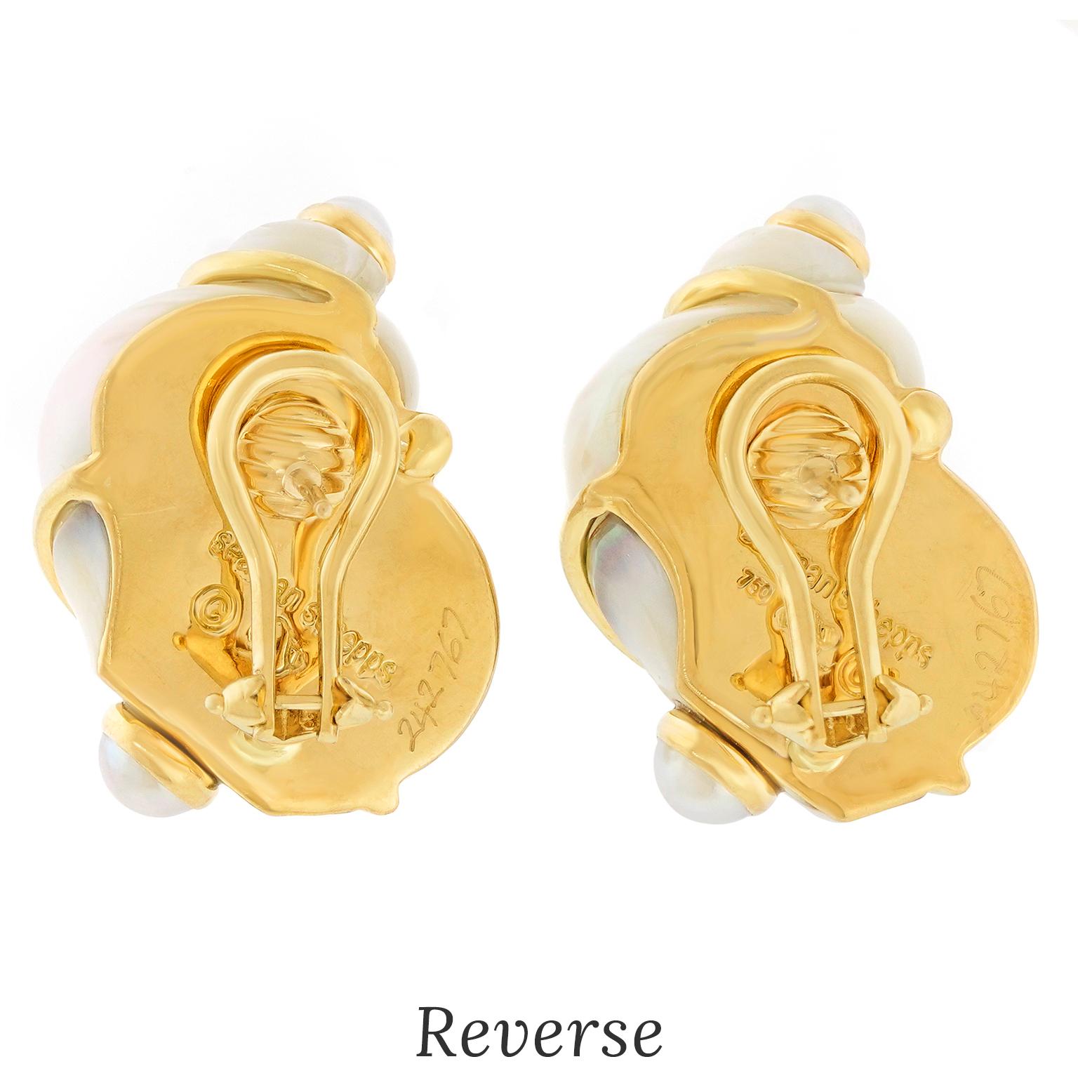 Seaman Schepps Turbo Shell Earrings 4