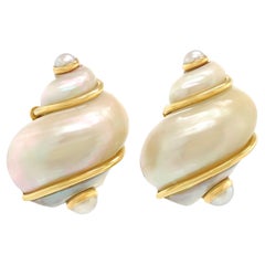 Seaman Schepps Turbo Shell Earrings