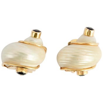 Seaman Schepps Turbo Shell Earrings with Amethyst