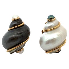 Seaman Schepps Turbo Muschelperlen 18KYG Ohrclip-Ohrringe