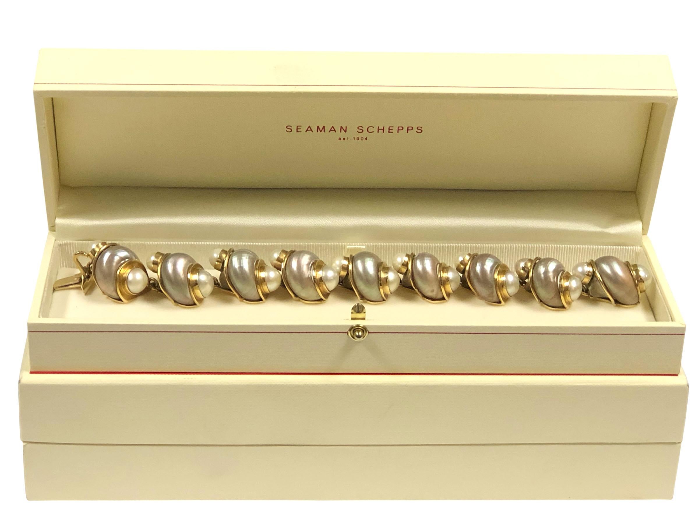 Seaman Schepps Pulsera de perlas turquesa y oro amarillo en venta 5