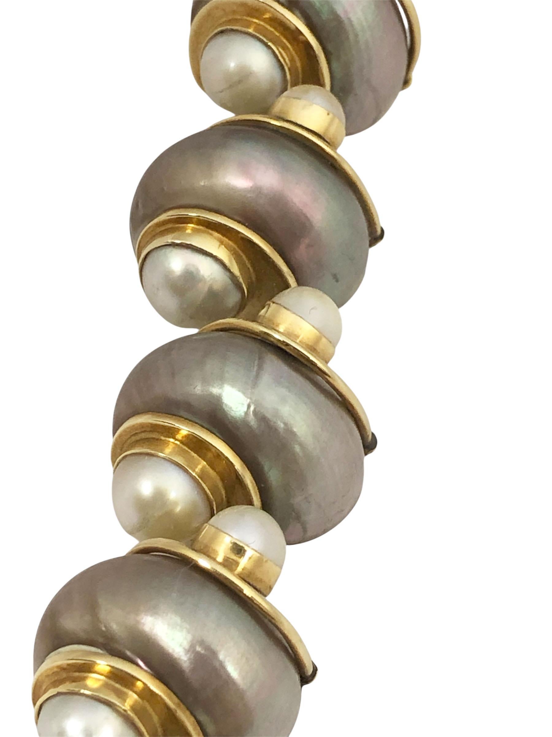 Seaman Schepps Pulsera de perlas turquesa y oro amarillo Cabujón en venta