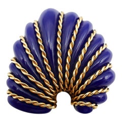 Seaman Schepps Vintage Brooch 14k Gold Bakelite Seashell Pin Estate Jewelry