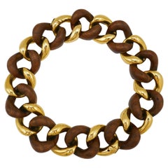 Seaman Schepps Vintage Gold Wood Curb Link Bracelet Duo/ Collier