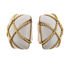 Seaman Schepps White Coral Gold Cage Earrings