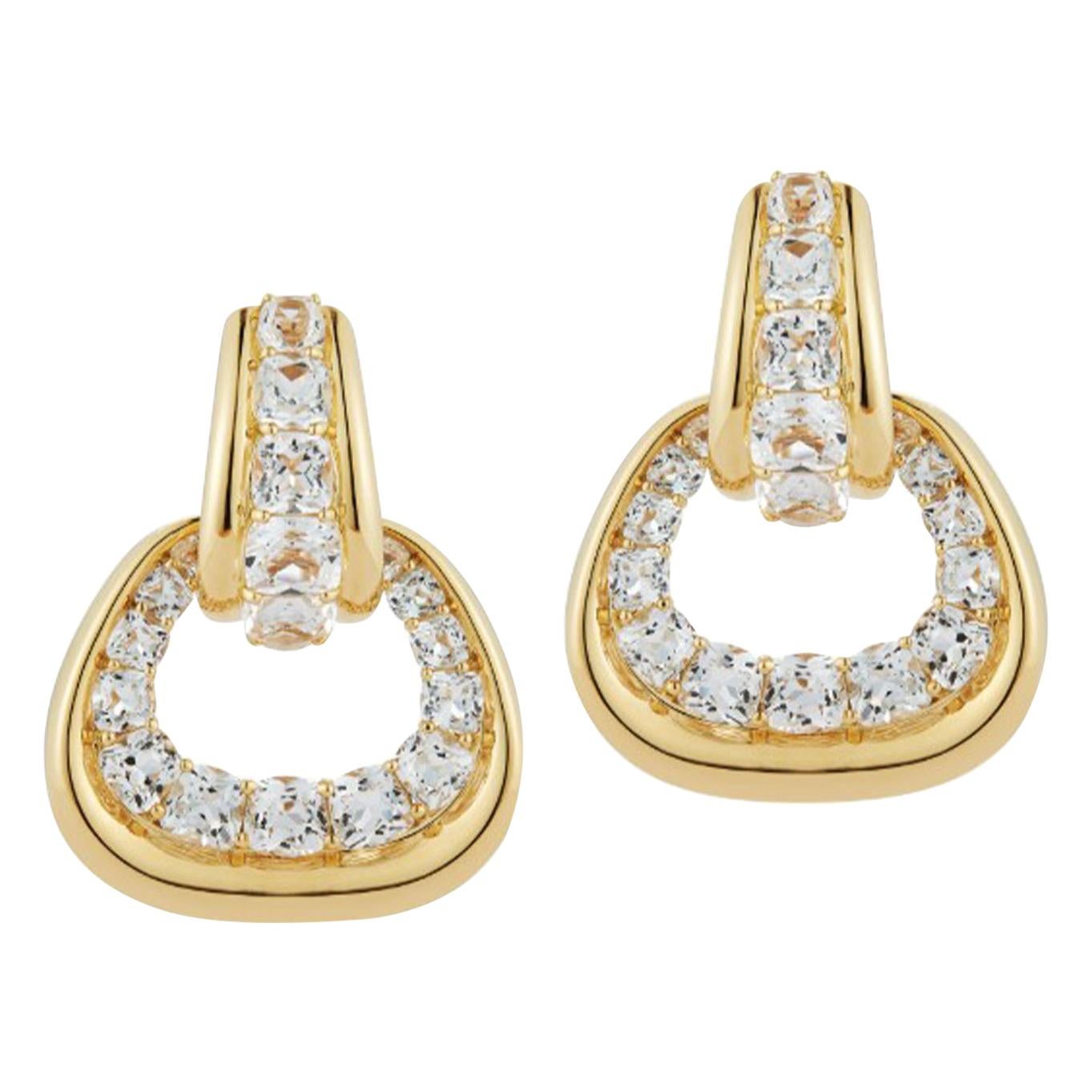 Seaman Schepps White Topaz 18 Karat Yellow Gold Madison Earrings