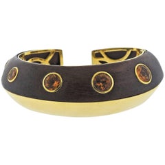 Seaman Schepps Wood Citrine Gold Cuff Bracelet