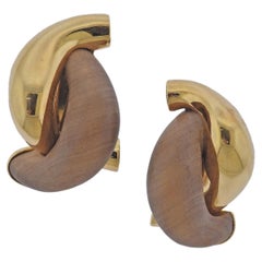 Seaman Schepps Wood Gold Large Link Earrings