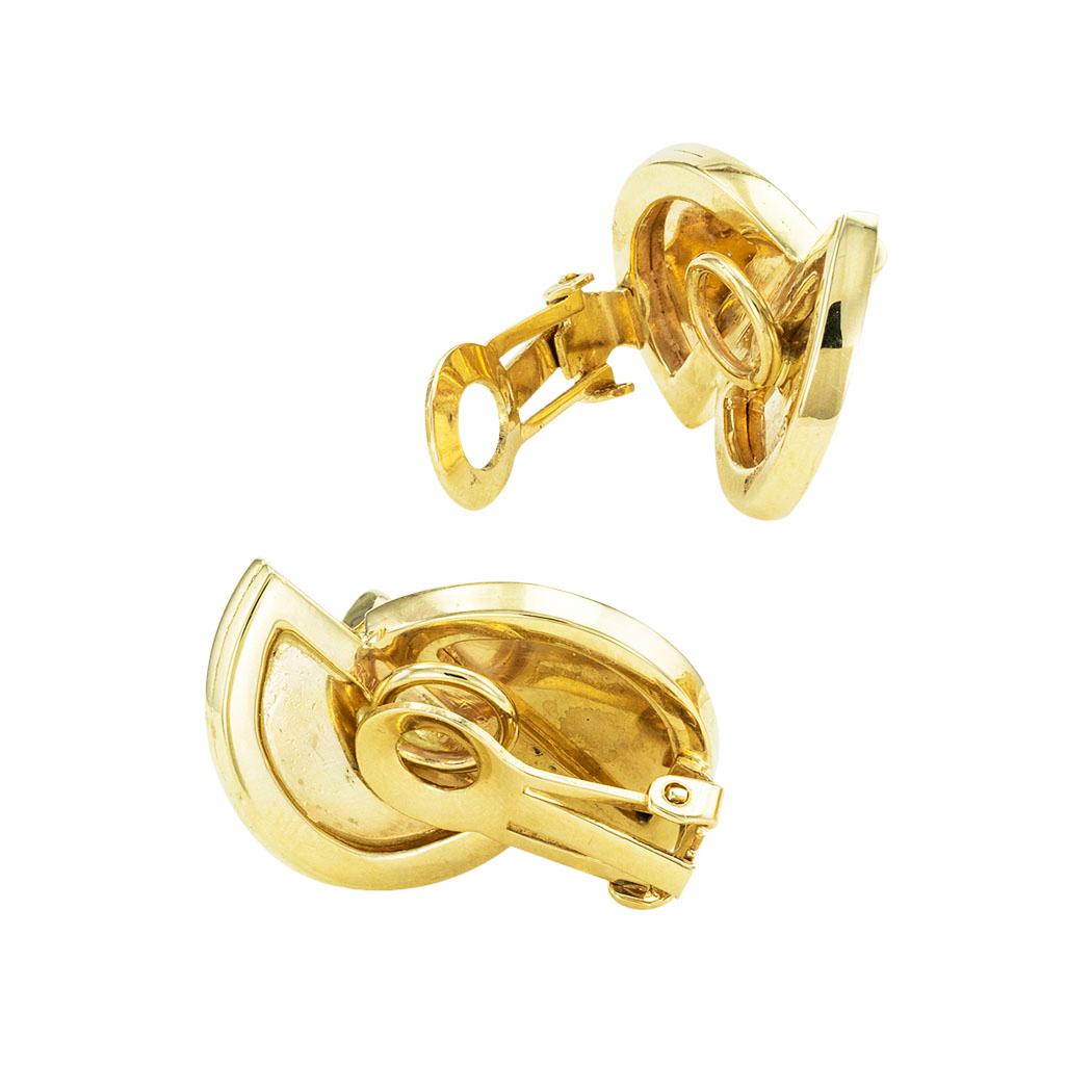 Modernist Seaman Schepps Yellow Gold Clip-On Earrings