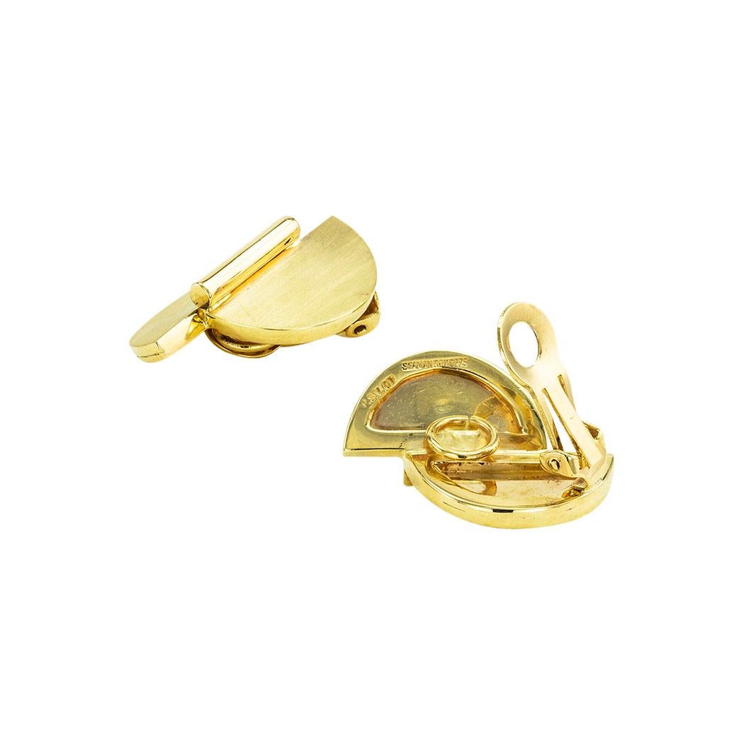 Seaman Schepps Yellow Gold Clip-On Earrings In Good Condition In Los Angeles, CA