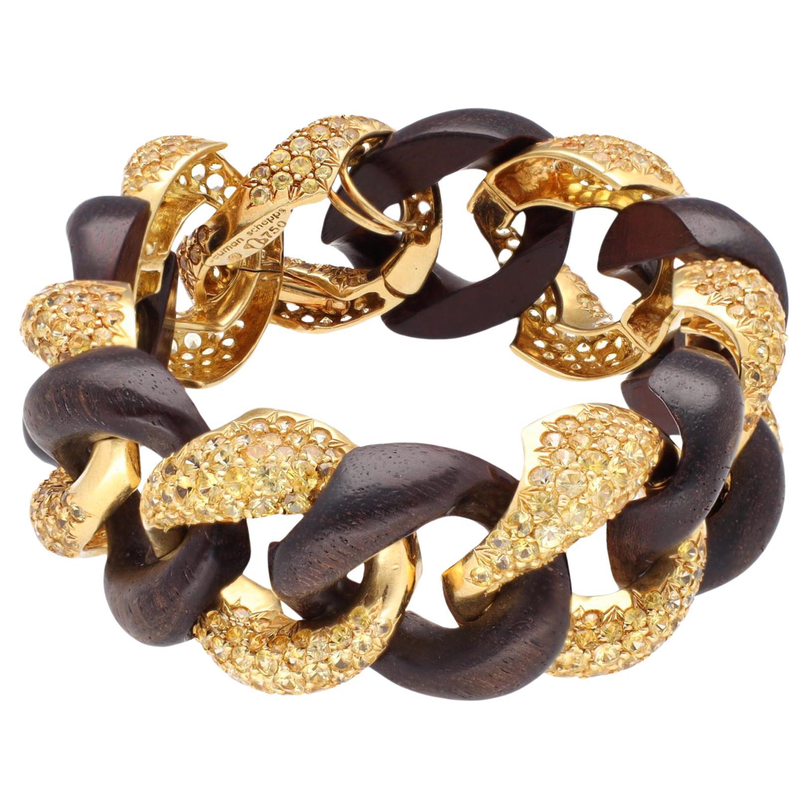 SEAMAN SCHEPPS Yellow Sapphire and Wood Link Bracelet
