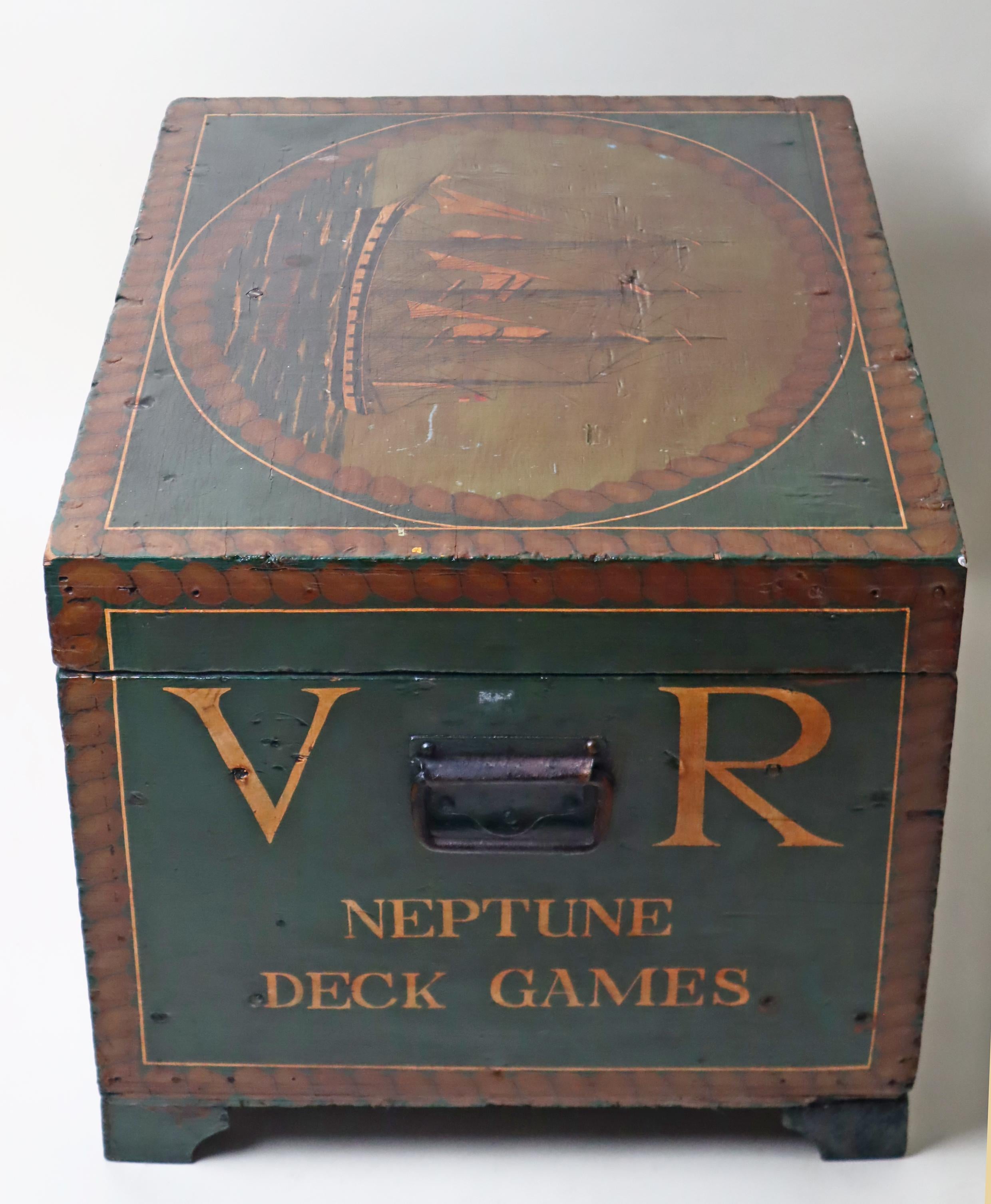 Fait main Coffre de matelot du voilier Neptune V.I.I. Jeux de cartes en vente