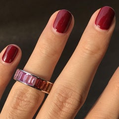 Seamless Baguette Rainbow Sapphire Eternity Ring in 14K White Gold