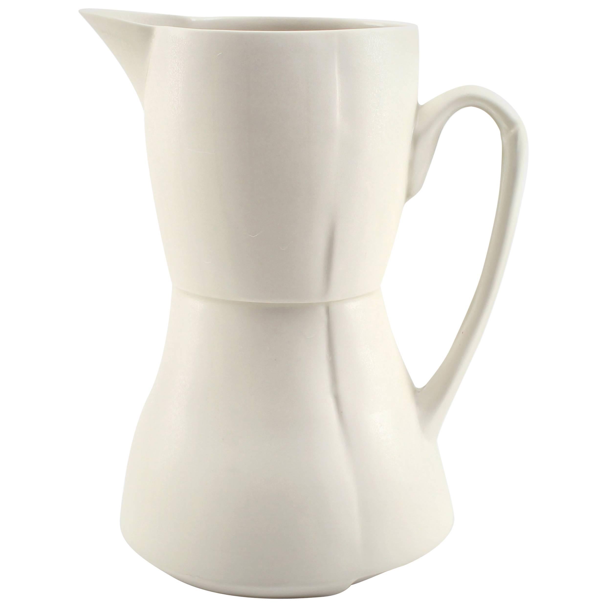 Seamline Pitcher Modern Juice Tea Pitcher Modern Contemporary Glazed Porcelain For Sale