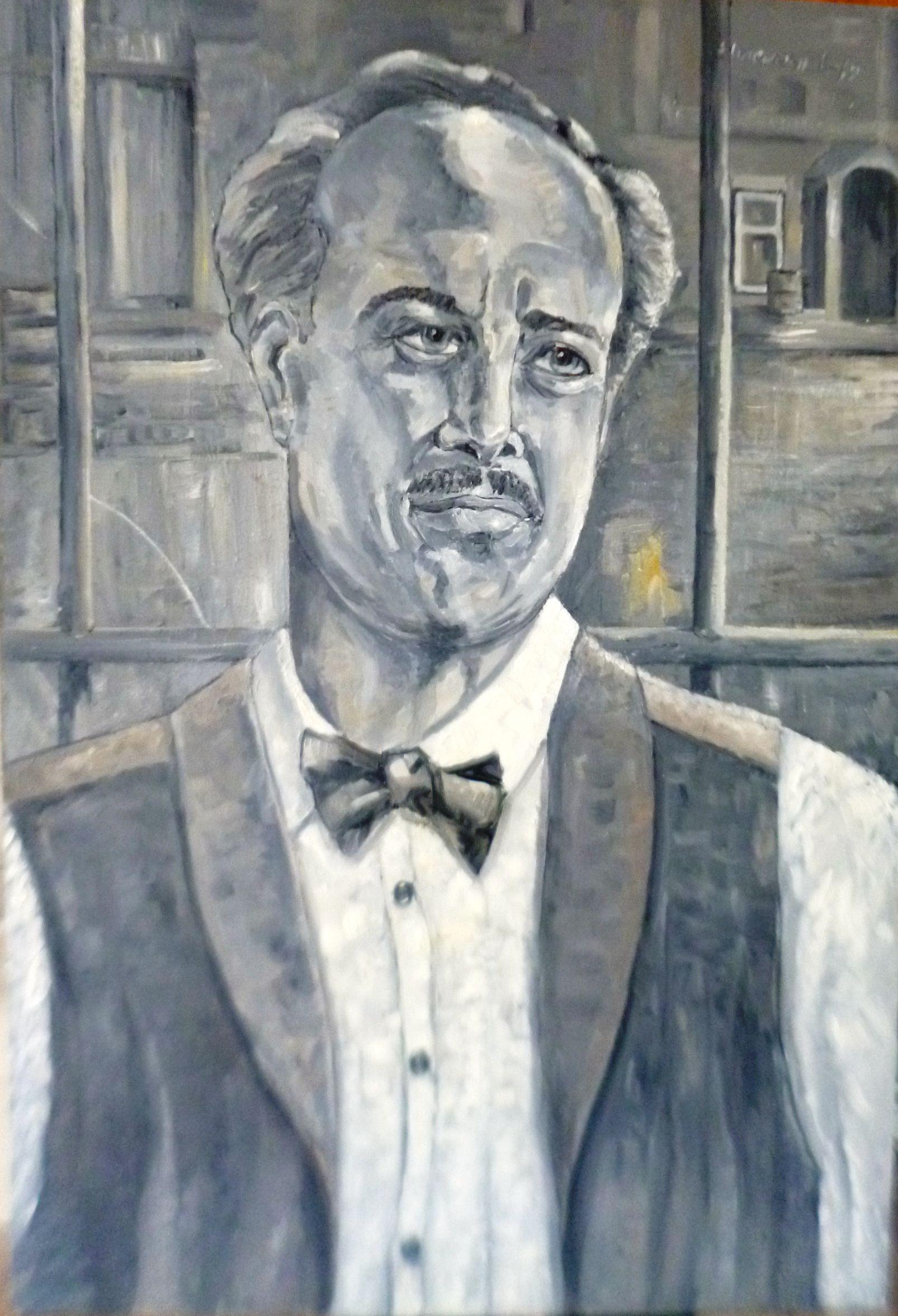 A Man For All Seasons ( Schauspieler Terry Frost ), Gemälde, Öl auf Holzplatte – Painting von Seamus Corcoran