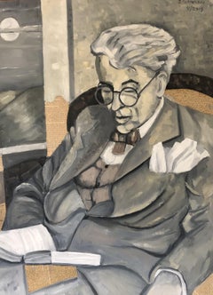 The Poet Reading, Painting, Oil on MDF Panel